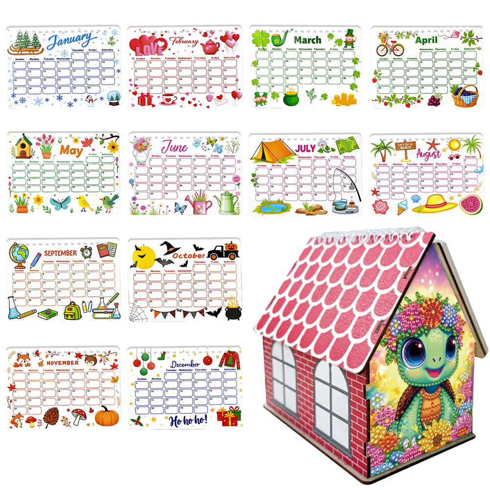 2026 Calendar Diamond Painting Kit Turtle DIY Diamond Art Desk Calendar