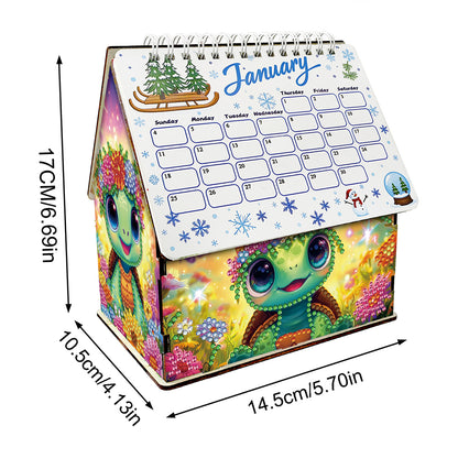 2026 Calendar Diamond Painting Kit Turtle DIY Diamond Art Desk Calendar