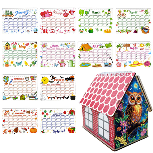 2026 Calendar Diamond Painting Kit Owl DIY Diamond Art Desk Calendar