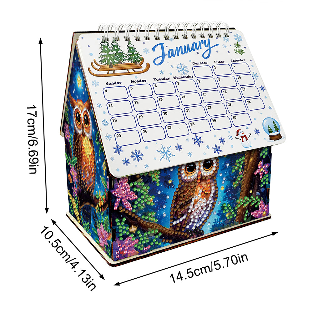 2026 Calendar Diamond Painting Kit Owl DIY Diamond Art Desk Calendar
