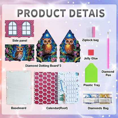 2026 Calendar Diamond Painting Kit Owl DIY Diamond Art Desk Calendar