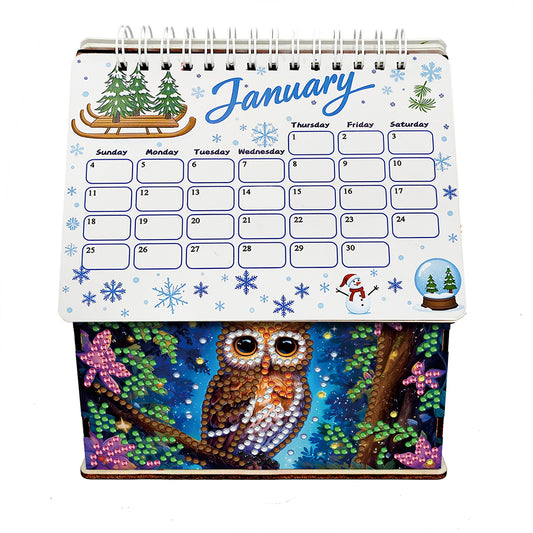2026 Calendar Diamond Painting Kit Owl DIY Diamond Art Desk Calendar