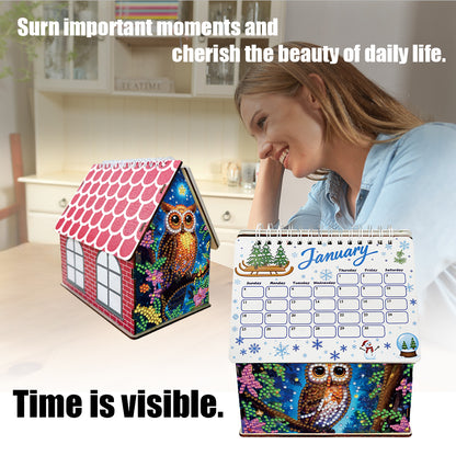 2026 Calendar Diamond Painting Kit Owl DIY Diamond Art Desk Calendar