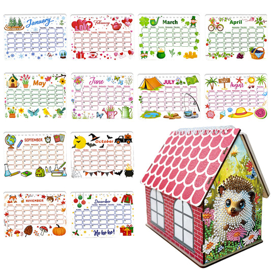 2026 Calendar Diamond Painting Kit Hedgehog DIY Diamond Art Desk Calendar