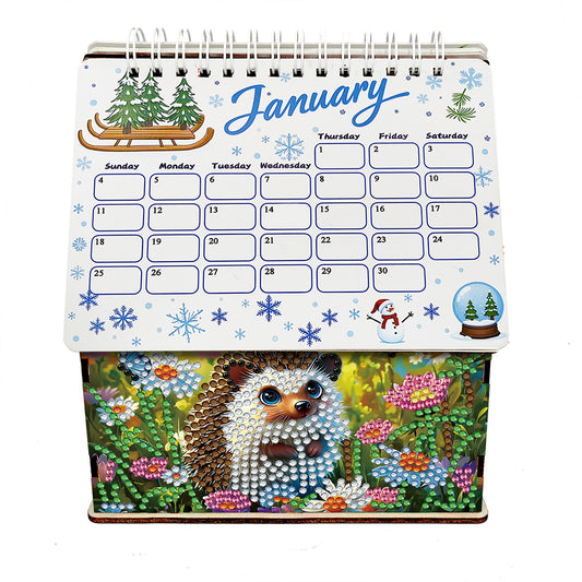 2026 Calendar Diamond Painting Kit Hedgehog DIY Diamond Art Desk Calendar