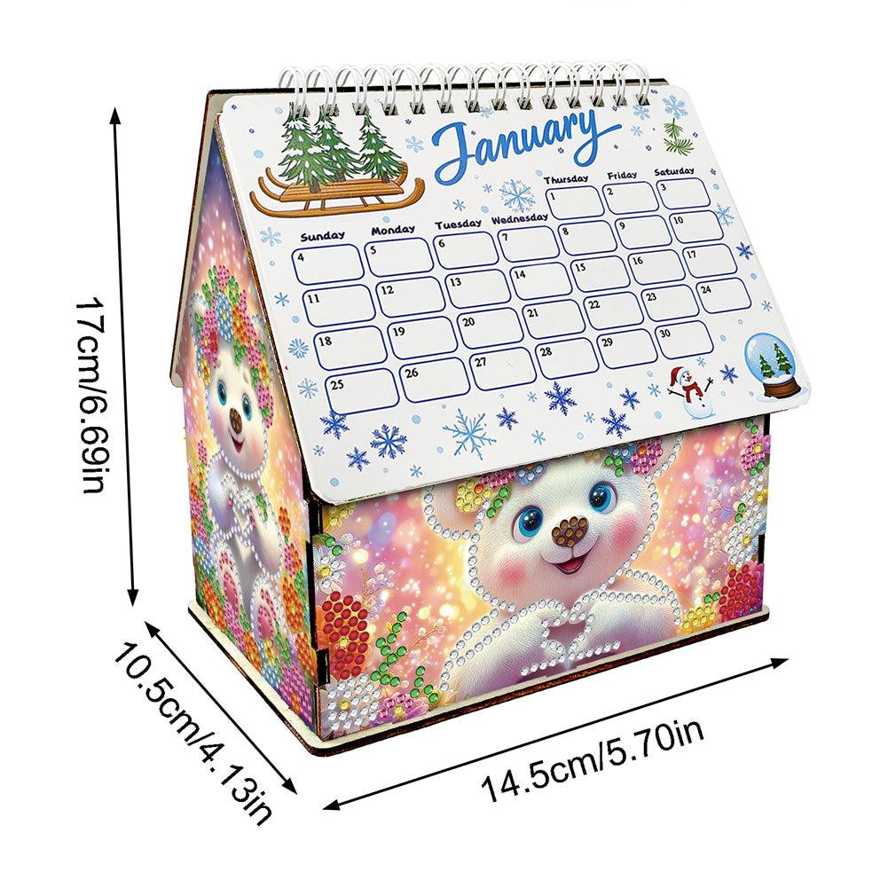2026 Calendar Diamond Painting Kit Polar Bear DIY Diamond Art Desk Calendar