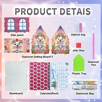 2026 Calendar Diamond Painting Kit Polar Bear DIY Diamond Art Desk Calendar