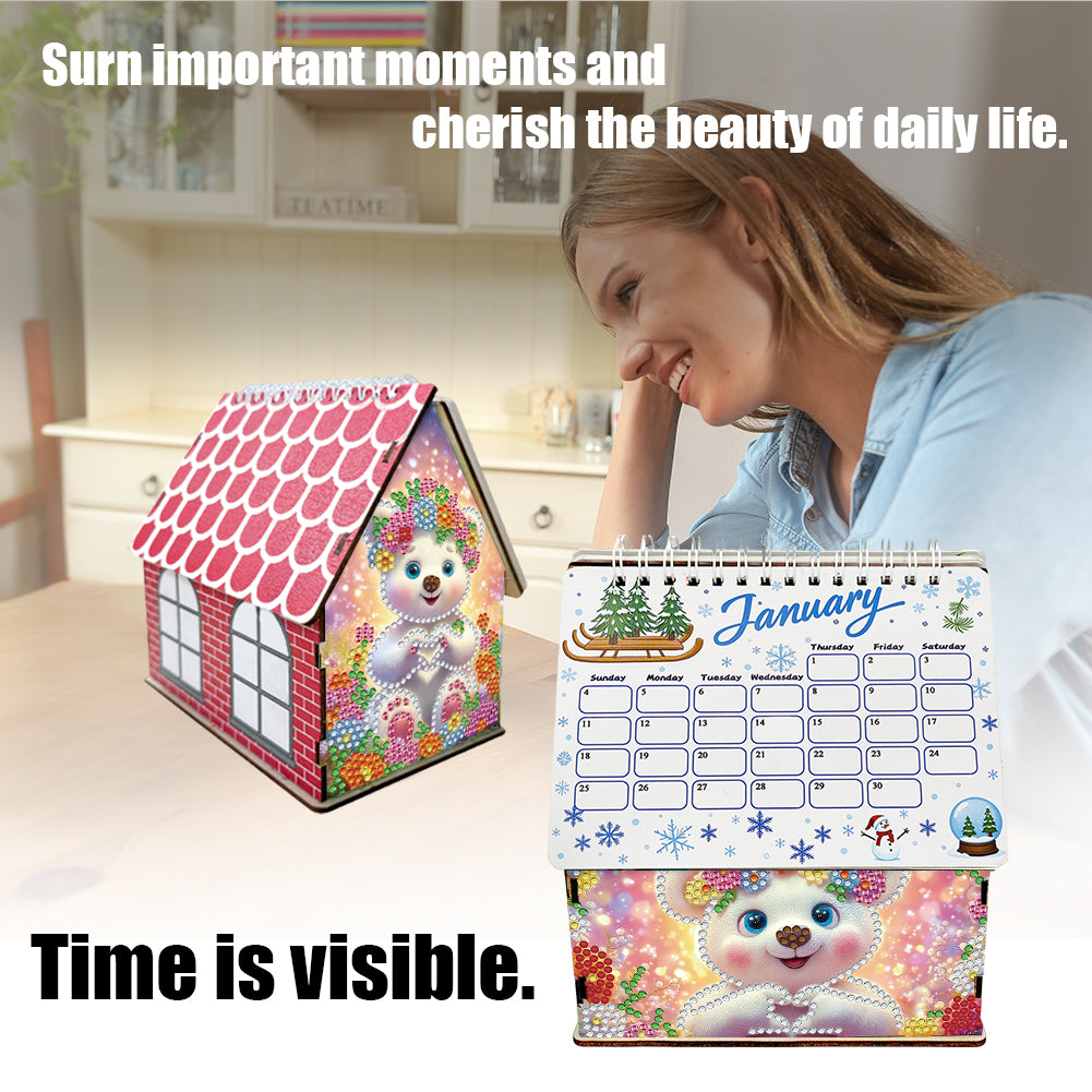 2026 Calendar Diamond Painting Kit Polar Bear DIY Diamond Art Desk Calendar