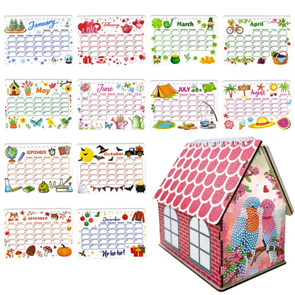 2026 Calendar Diamond Painting Kit Pair of Birds DIY Diamond Art Desk Calendar