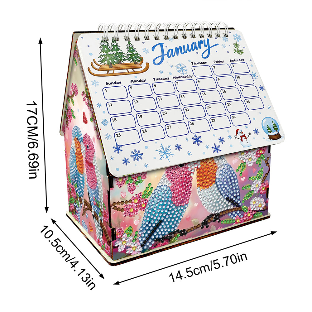 2026 Calendar Diamond Painting Kit Pair of Birds DIY Diamond Art Desk Calendar