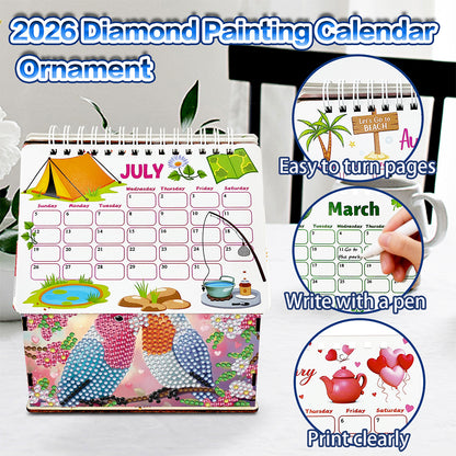 2026 Calendar Diamond Painting Kit Pair of Birds DIY Diamond Art Desk Calendar