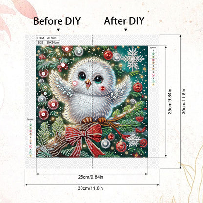 Christmas Atmosphere Owl - Special Shaped Drill Diamond Painting 30*30CM