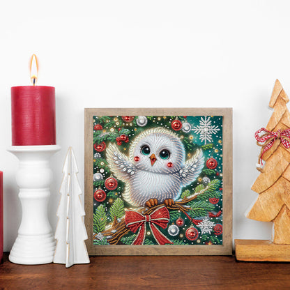 Christmas Atmosphere Owl - Special Shaped Drill Diamond Painting 30*30CM