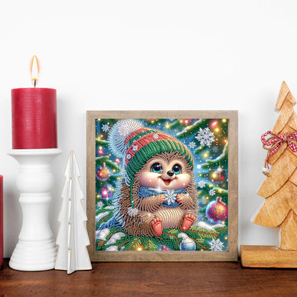 Christmas Atmosphere Hedgehog - Special Shaped Drill Diamond Painting 30*30CM