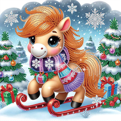 Christmas Atmosphere Pony - Special Shaped Drill Diamond Painting 30*30CM