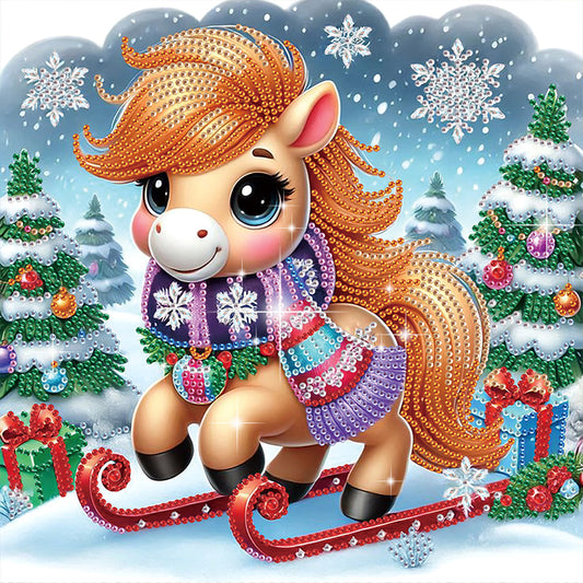 Christmas Atmosphere Pony - Special Shaped Drill Diamond Painting 30*30CM