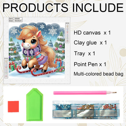 Christmas Pony - Special Shaped Drill Diamond Painting 30*30CM