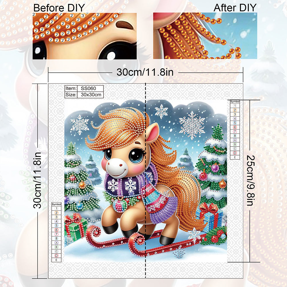 Christmas Atmosphere Pony - Special Shaped Drill Diamond Painting 30*30CM