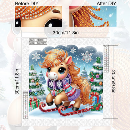 Christmas Pony - Special Shaped Drill Diamond Painting 30*30CM