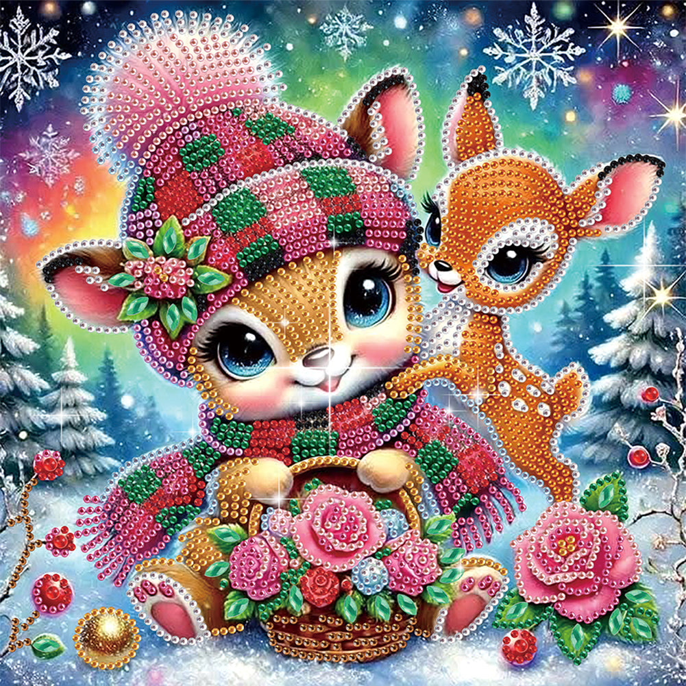 Christmas Atmosphere Deer - Special Shaped Drill Diamond Painting 30*30CM