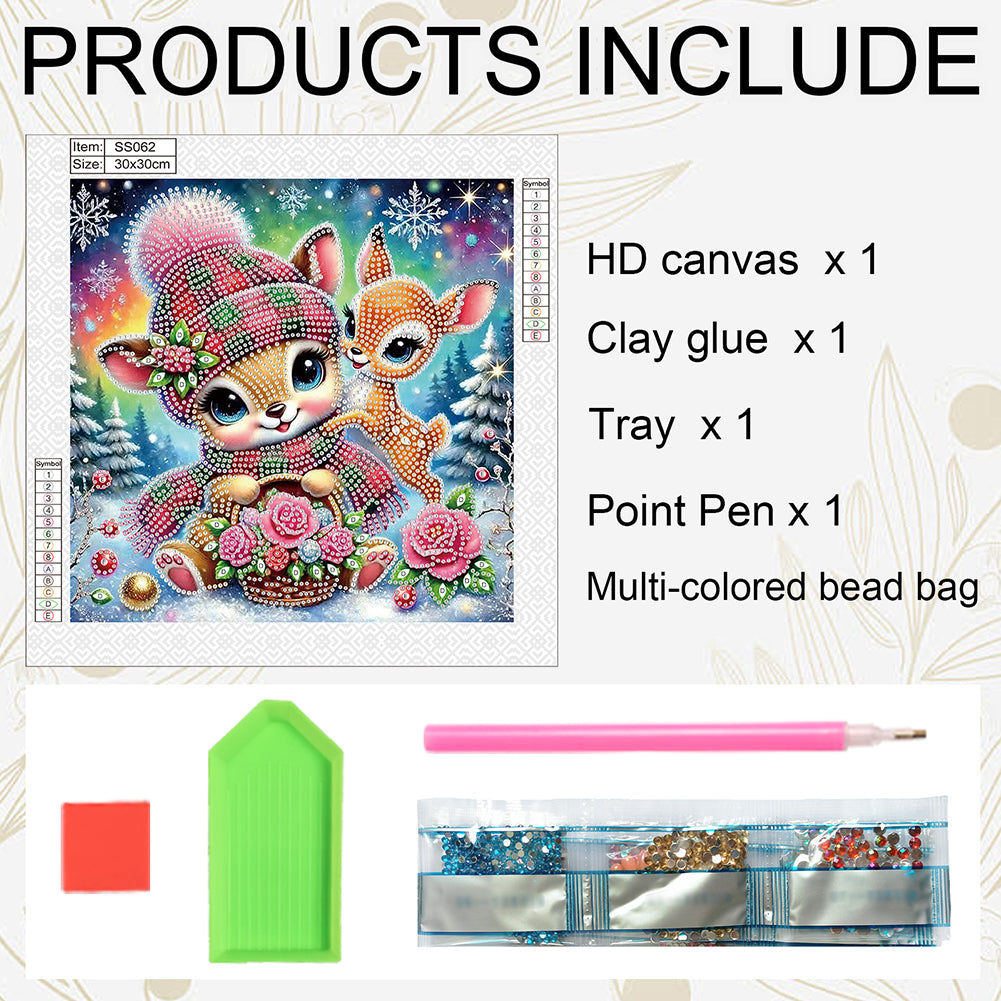 Christmas Atmosphere Deer - Special Shaped Drill Diamond Painting 30*30CM