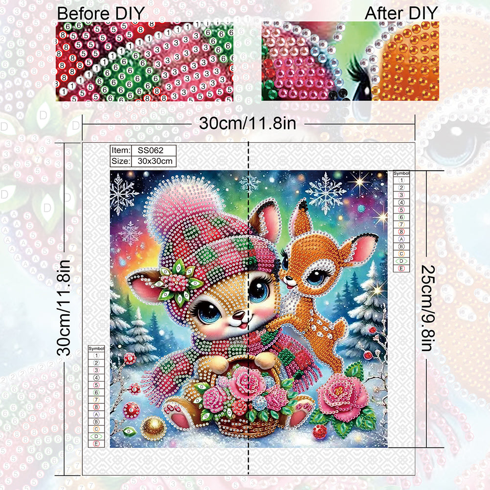 Christmas Atmosphere Deer - Special Shaped Drill Diamond Painting 30*30CM