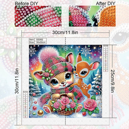 Christmas Deer - Special Shaped Drill Diamond Painting 30*30CM