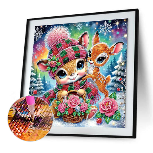 Christmas Atmosphere Deer - Special Shaped Drill Diamond Painting 30*30CM