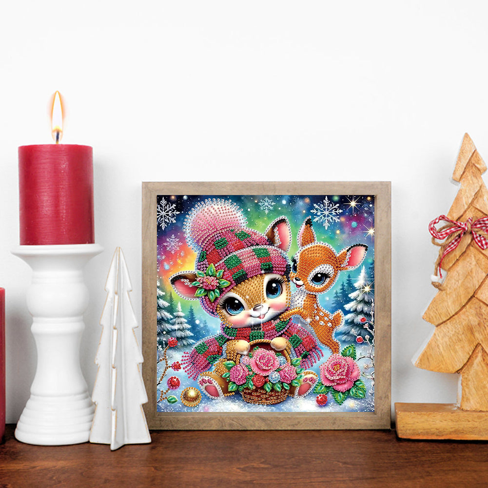 Christmas Atmosphere Deer - Special Shaped Drill Diamond Painting 30*30CM