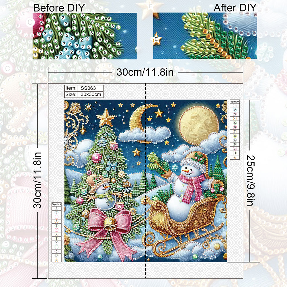 Christmas Snowman - Special Shaped Drill Diamond Painting 30*30CM