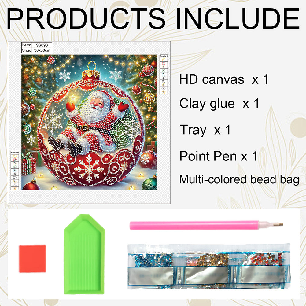 Christmas Santa Claus - Special Shaped Drill Diamond Painting 30*30CM
