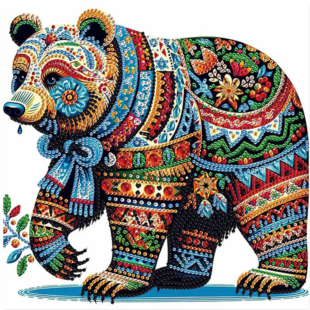 Colorful Bear - Special Shaped Drill Diamond Painting 30*30CM