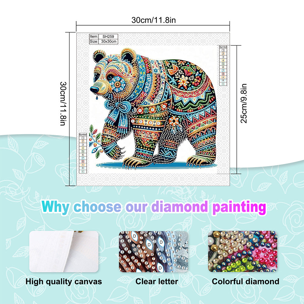 Colorful Bear - Special Shaped Drill Diamond Painting 30*30CM