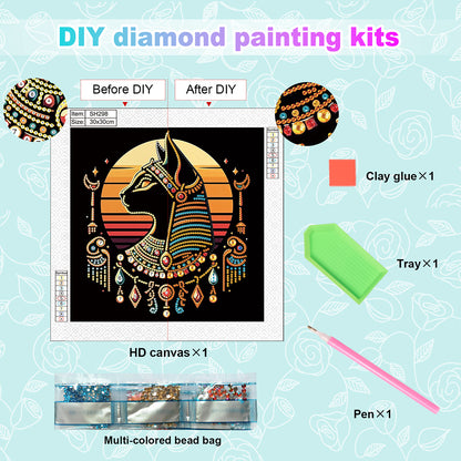 Egyptian Cat - Special Shaped Drill Diamond Painting 30*30CM