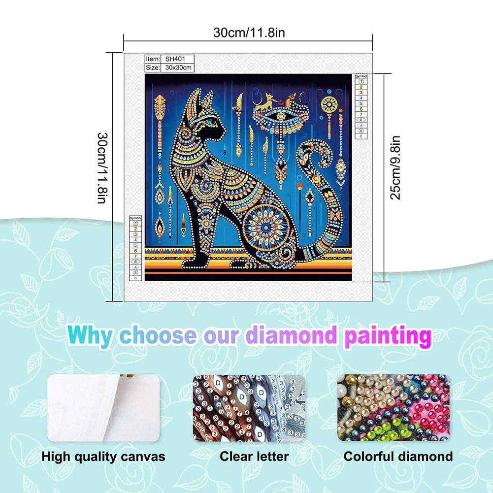 Egyptian Cat - Special Shaped Drill Diamond Painting 30*30CM