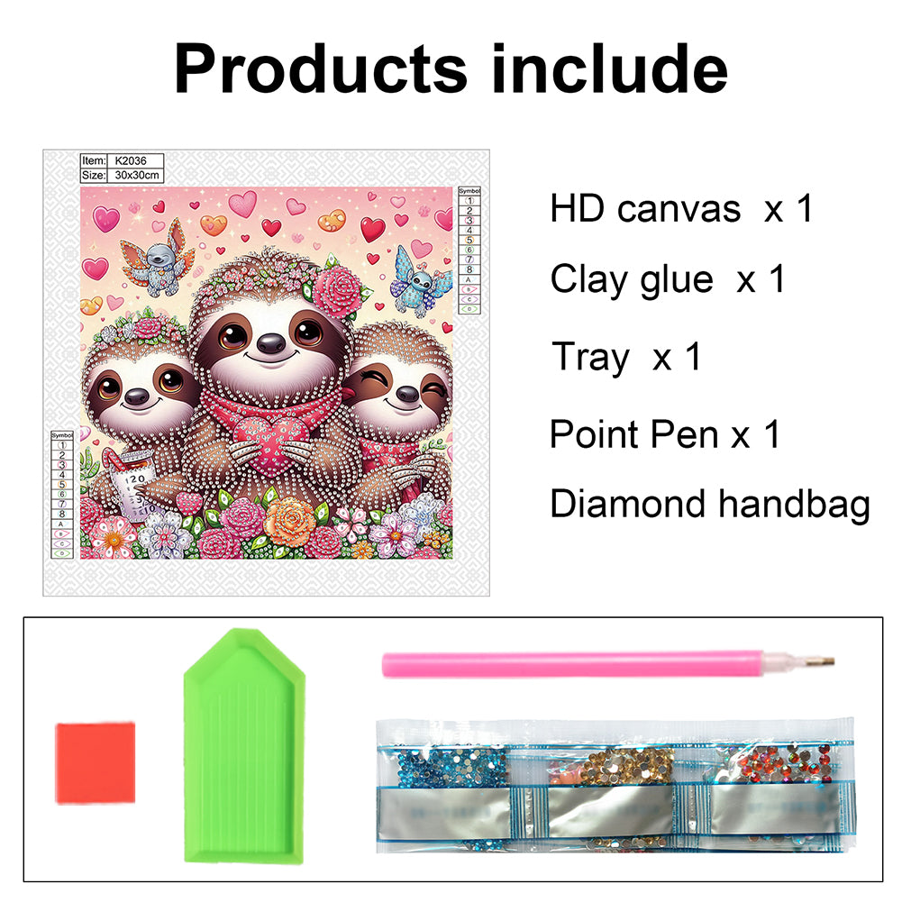 Cartoon Sloth - Special Shaped Drill Diamond Painting 30*30CM