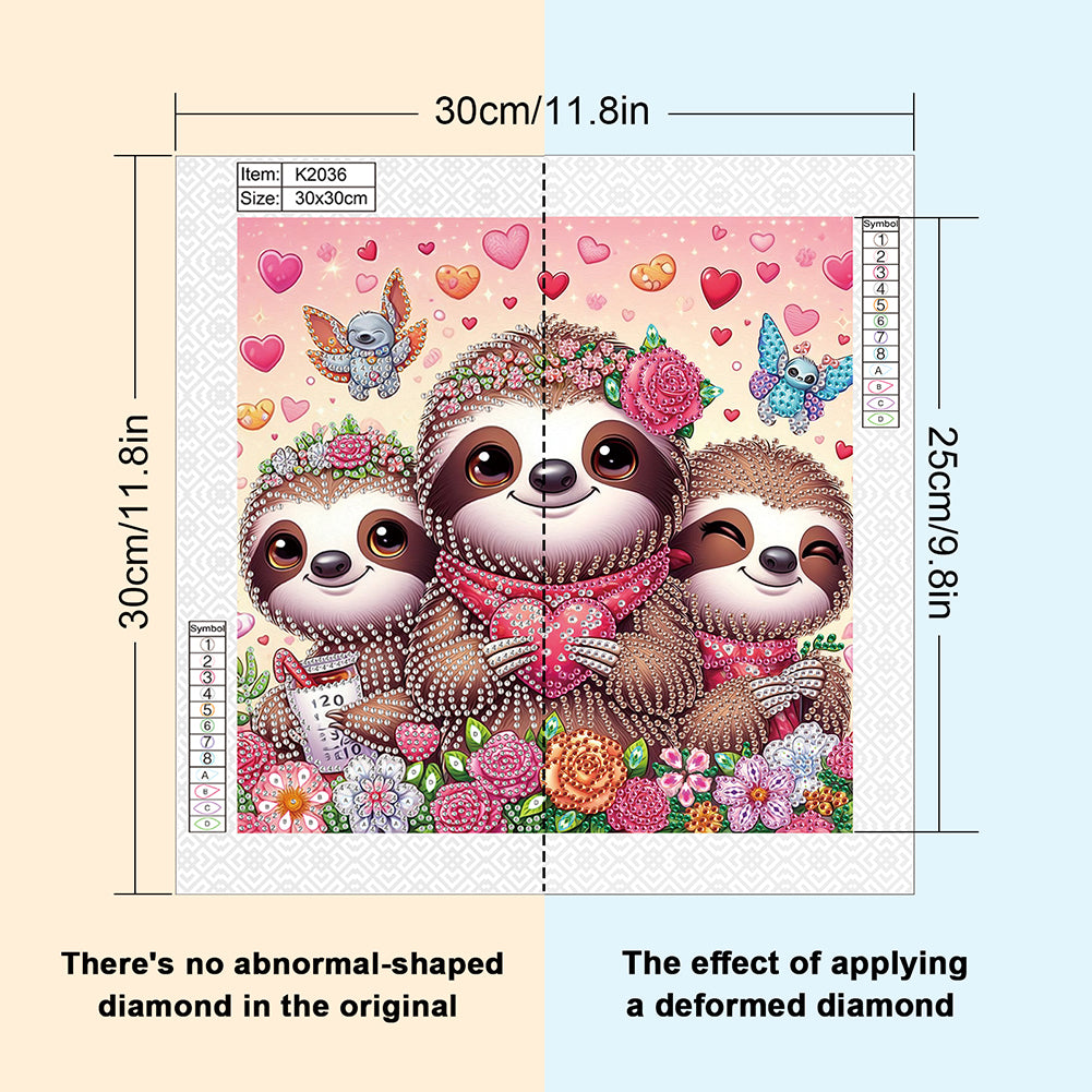 Cartoon Sloth - Special Shaped Drill Diamond Painting 30*30CM
