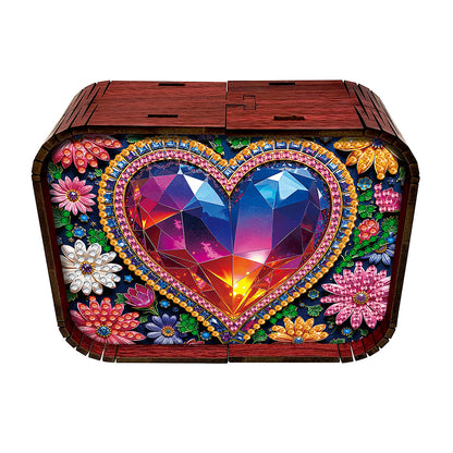 1pc Gem Heart Handmade Wooden Music Box Diamond Painting Art Kit Birthday Gift