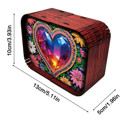 1pc Gem Heart Handmade Wooden Music Box Diamond Painting Art Kit Birthday Gift