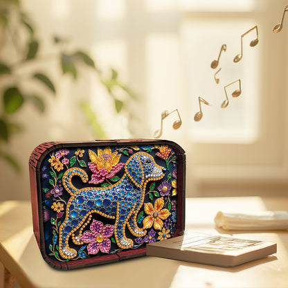 1pc Gem Puppy Handmade Wooden Music Box Diamond Painting Art Kit Birthday Gift