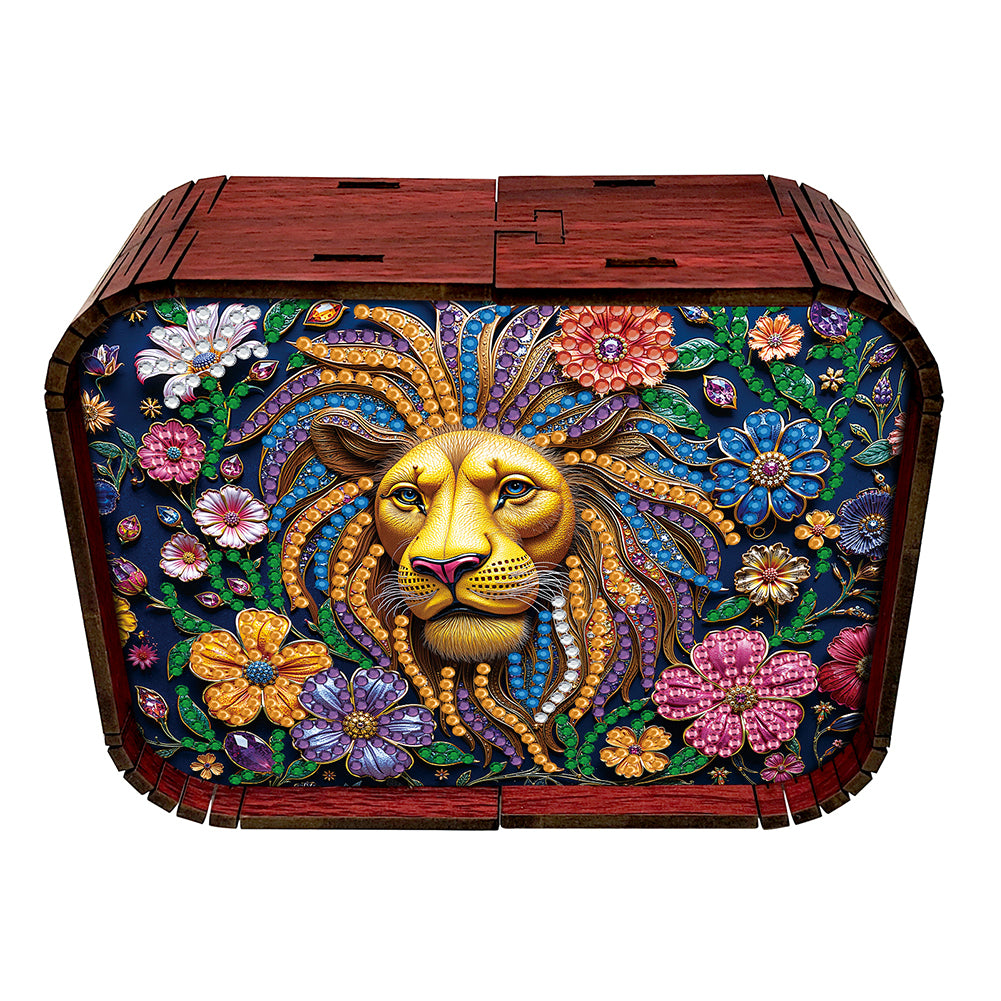1pc Golden Lion Handmade Wooden Music Box Diamond Painting Art Kit Birthday Gift