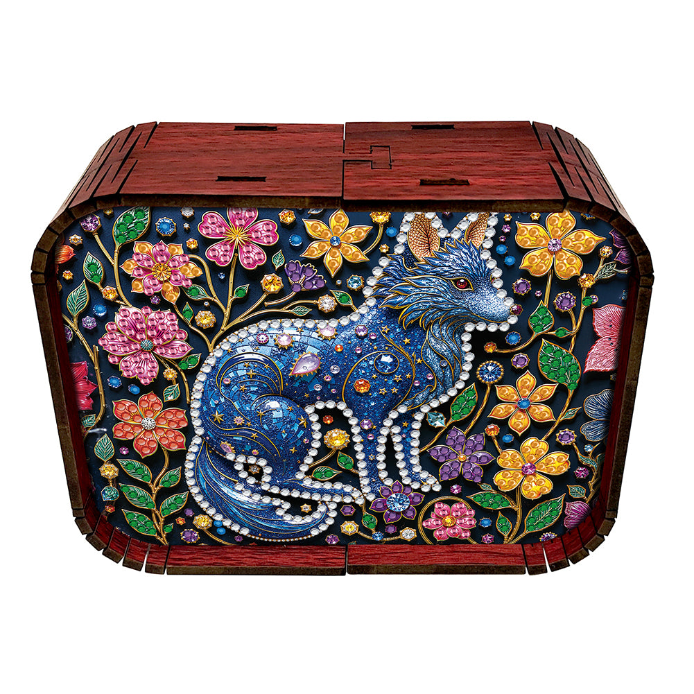 1pc Gem Wolf Handmade Wooden Music Box Diamond Painting Art Kit Birthday Gift