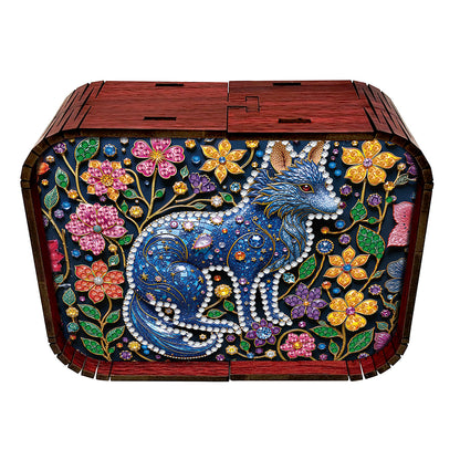 1pc Gem Wolf Handmade Wooden Music Box Diamond Painting Art Kit Birthday Gift