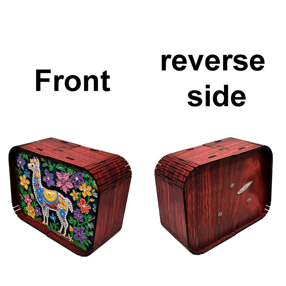 1pc Gem Alpaca Handmade Wooden Music Box Diamond Painting Art Kit Birthday Gift