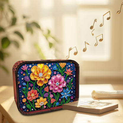 1pc Flower Handmade Wooden Music Box Diamond Painting Art Kit Birthday Gift