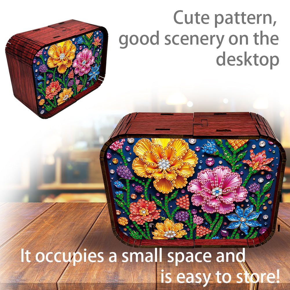1pc Flower Handmade Wooden Music Box Diamond Painting Art Kit Birthday Gift