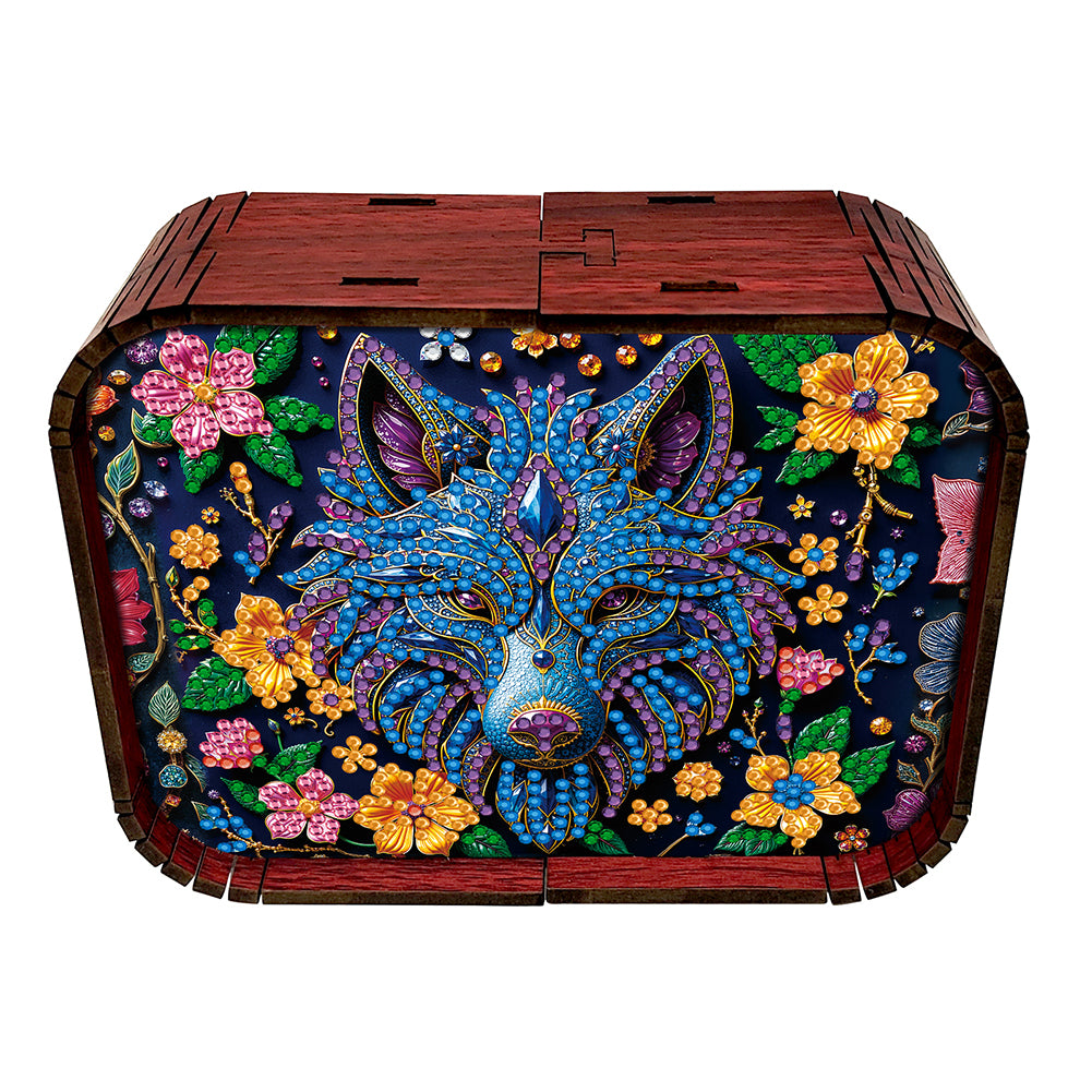 1pc Gem Wolf Handmade Wooden Music Box Diamond Painting Art Kit Birthday Gift