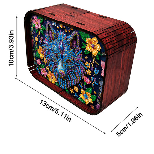 1pc Gem Wolf Handmade Wooden Music Box Diamond Painting Art Kit Birthday Gift