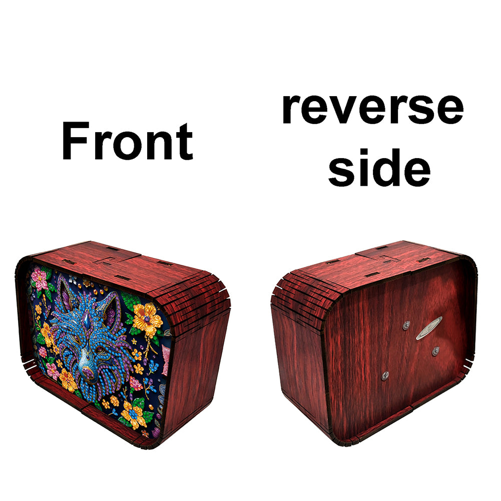 1pc Gem Wolf Handmade Wooden Music Box Diamond Painting Art Kit Birthday Gift