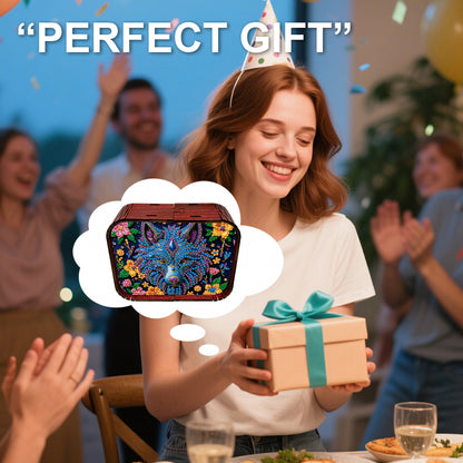 1pc Gem Wolf Handmade Wooden Music Box Diamond Painting Art Kit Birthday Gift